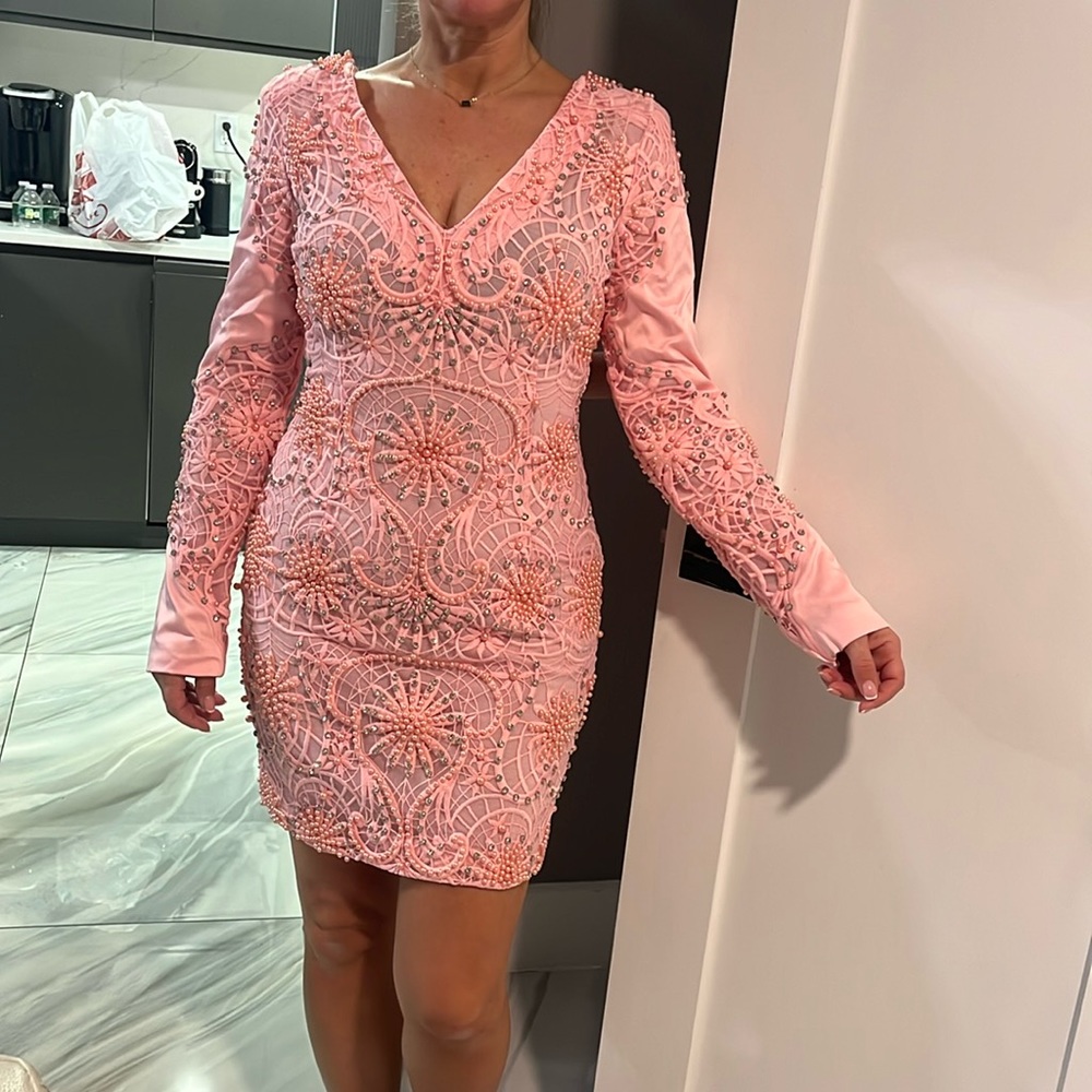 Sabrina Embroidered mini dress- pink